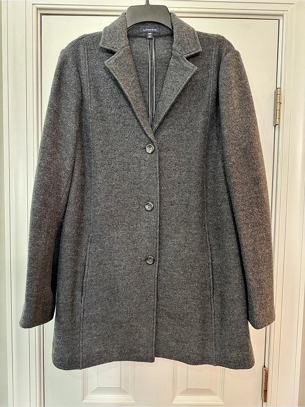 Lands' End Women's Wool Pea Coat Gray Size 18W Like New